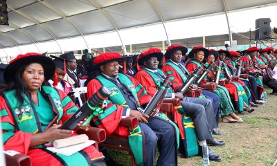 PhD Graduates from CoCIS pose with their awards during the Third Session of the 73rd Graduation Ceremony of Makerere University on 15th February 2023.