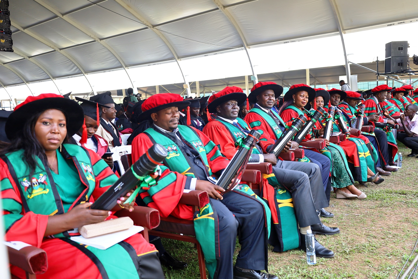 PhD Graduates from CoCIS pose with their awards during the Third Session of the 73rd Graduation Ceremony of Makerere University on 15th February 2023.