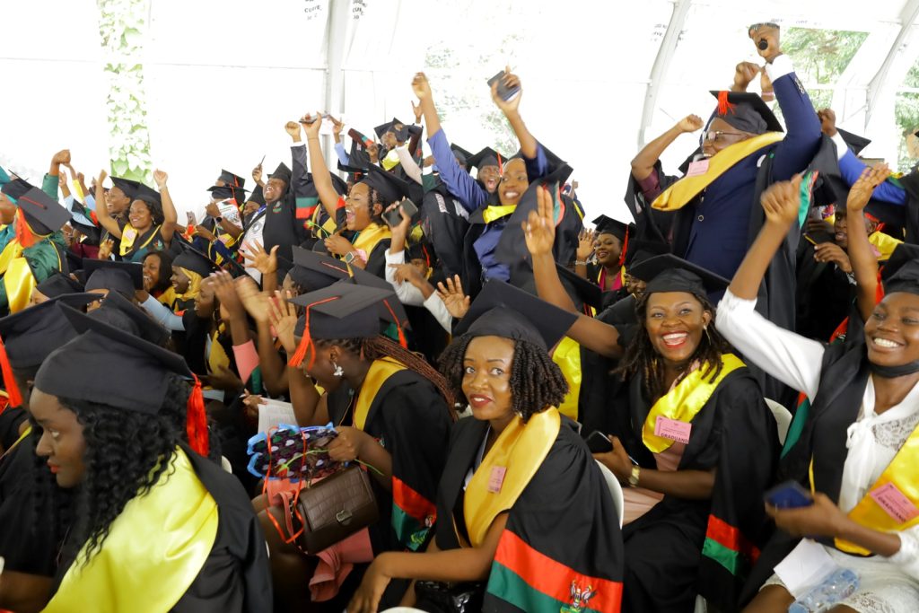 Some of the undergraduate candidates from CoCIS celebrate during the Third Session of the 73rd Graduation Ceremony.