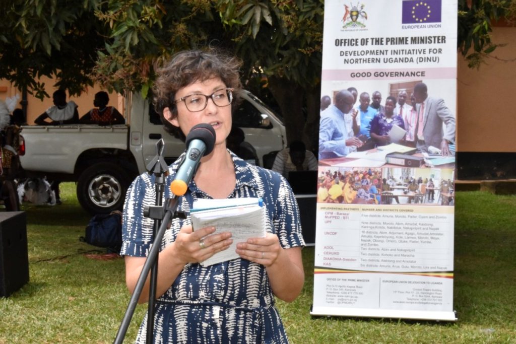 The representative of the Head of the EU Delegation in Uganda delivering her remarks.