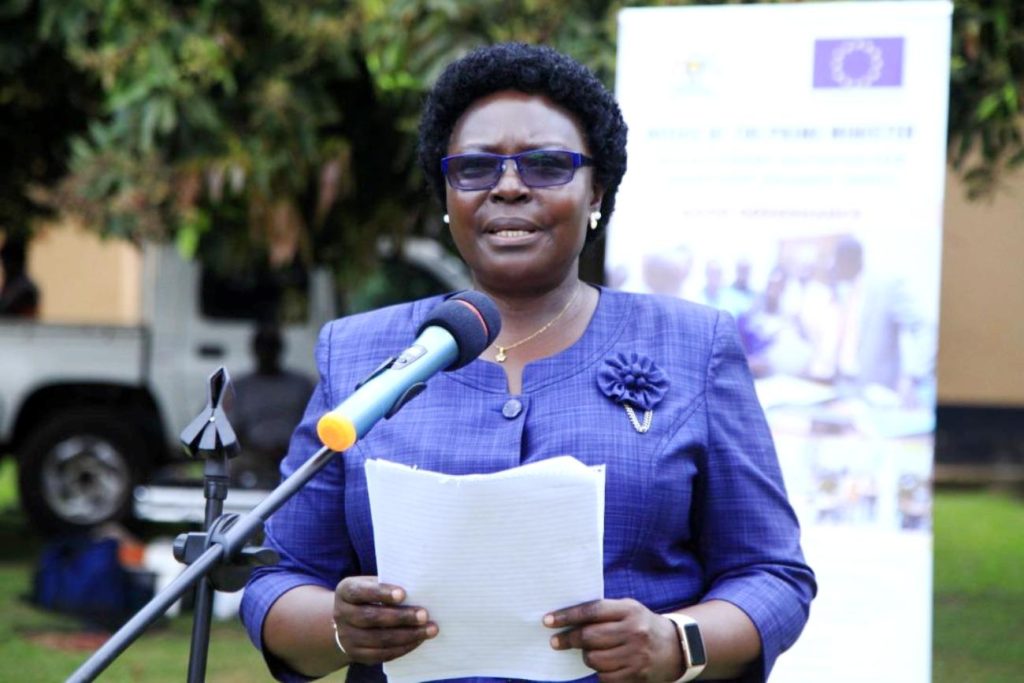 The Minister of State for Northern Uganda, Hon. Grace Freedom Kwiyucwiny delivering her remarks at the closing ceremony held at MUARIK on 27th January 2023.