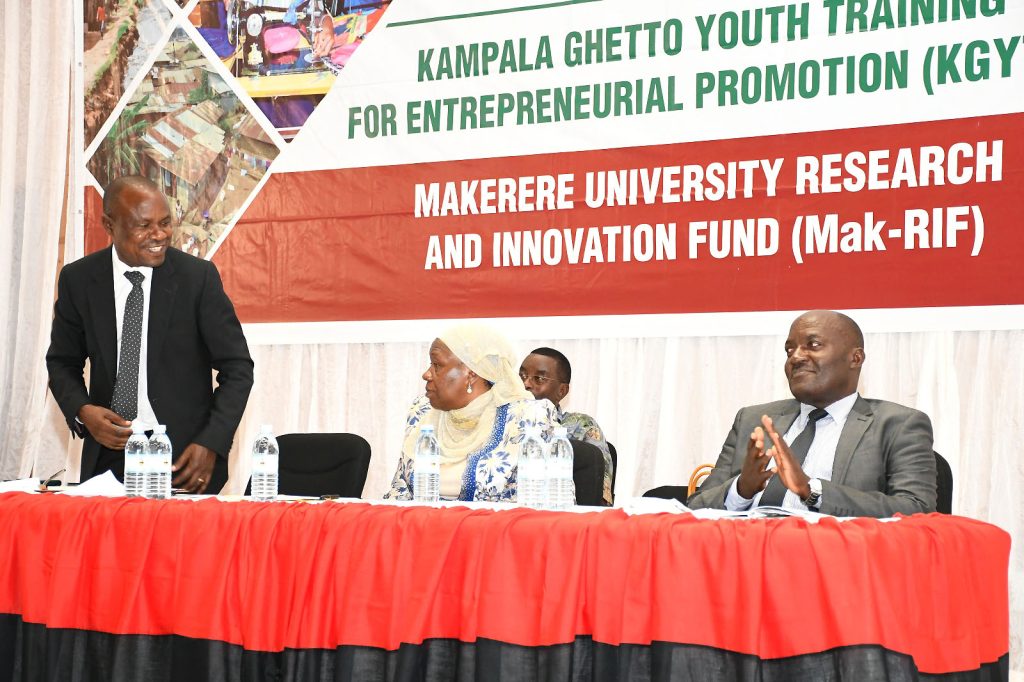 L-R: Prof. Eria Hisali, Hon. Hajjat Minsa Kabanda and Prof. Fred Masagazi Masaazi at the launch.