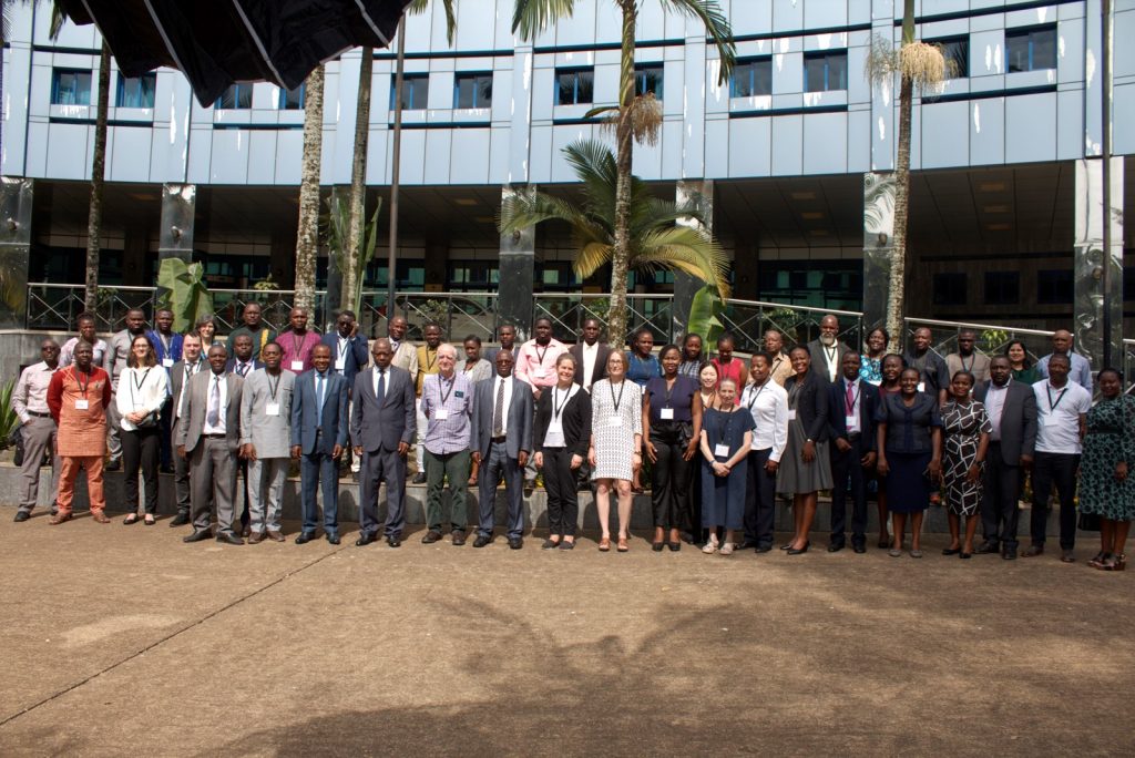 Minister of State for the Elderly, Hon. Dominic Mafwabi Gidudu (Front Row: 4th Left) poses for a group photo with participants at the "Aging and Health of Older Persons in Sub-Saharan Africa” Conference Opening Ceremony on 20th February 2023, Entebbe, Uganda.