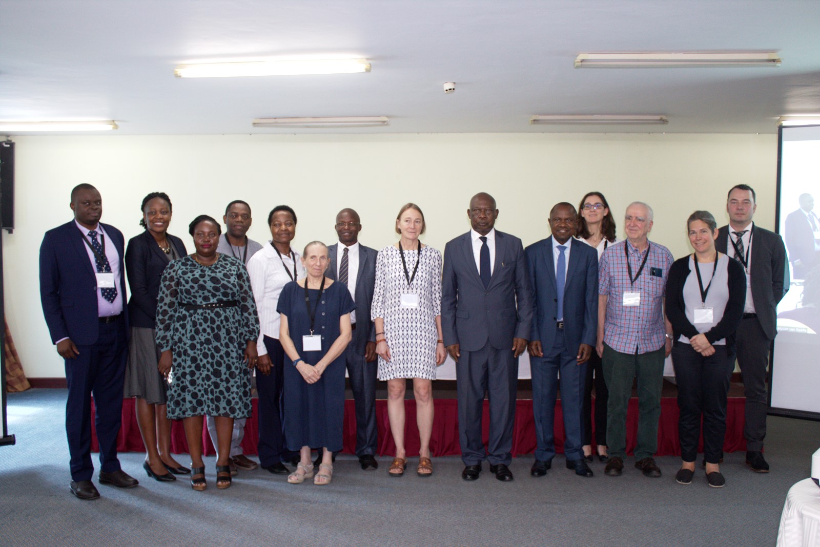 Front Row: Hon. Dominic Mafwabi Gidudu (4th R) and Prof. Eria Hisali (3rd R) with other officials and participants at the Ageing and Health Conference Opening Ceremony on 20th February 2023, Entebbe, Uganda.