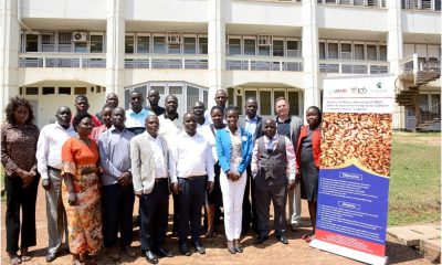 Stakeholders that attended the Black Soldier Fly Insect Larvae Enterprise for COVID-19 Livelihood Resilience Project Launch take off time to take a group photo at CoVAB, Makerere University on 20th February 2023.