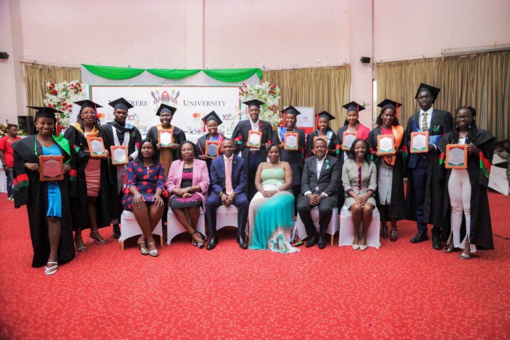Some of the Scholars who graduated with First Class Honours Degrees pose for a group photograph with their academic excellence awards.