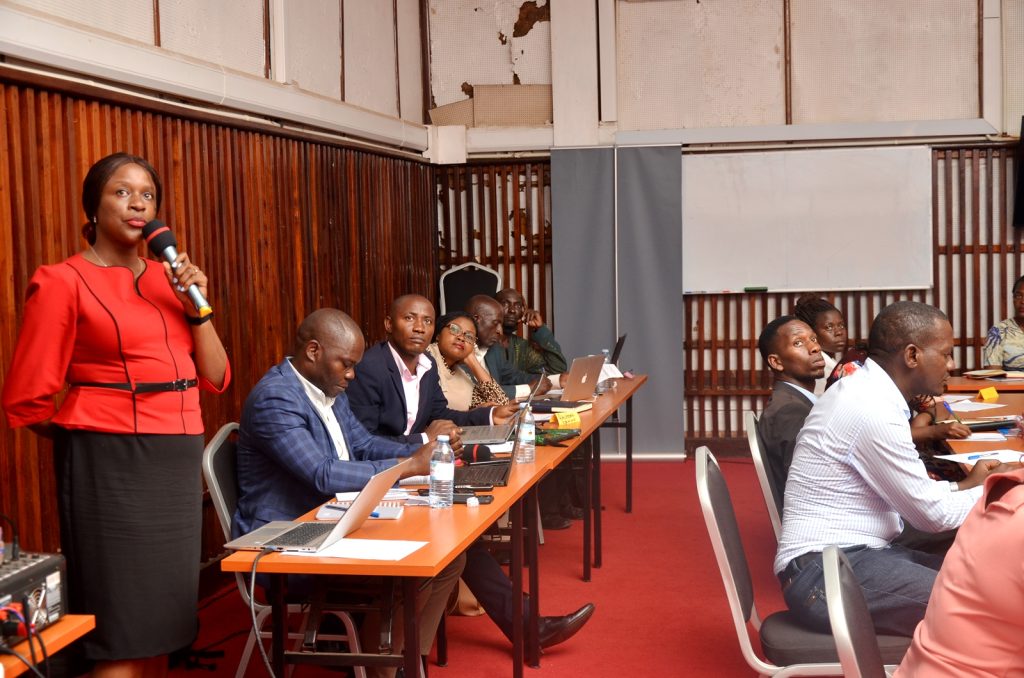 The Research Study Co-PI, Dr. Dorothy Sebbowa (Left) makes her presentation. 