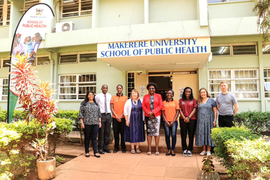 MakSPH Dean, Prof. Rhoda Wanyenze (middle) with the NTU-Mak delegation at Makerere University School of Public Health.