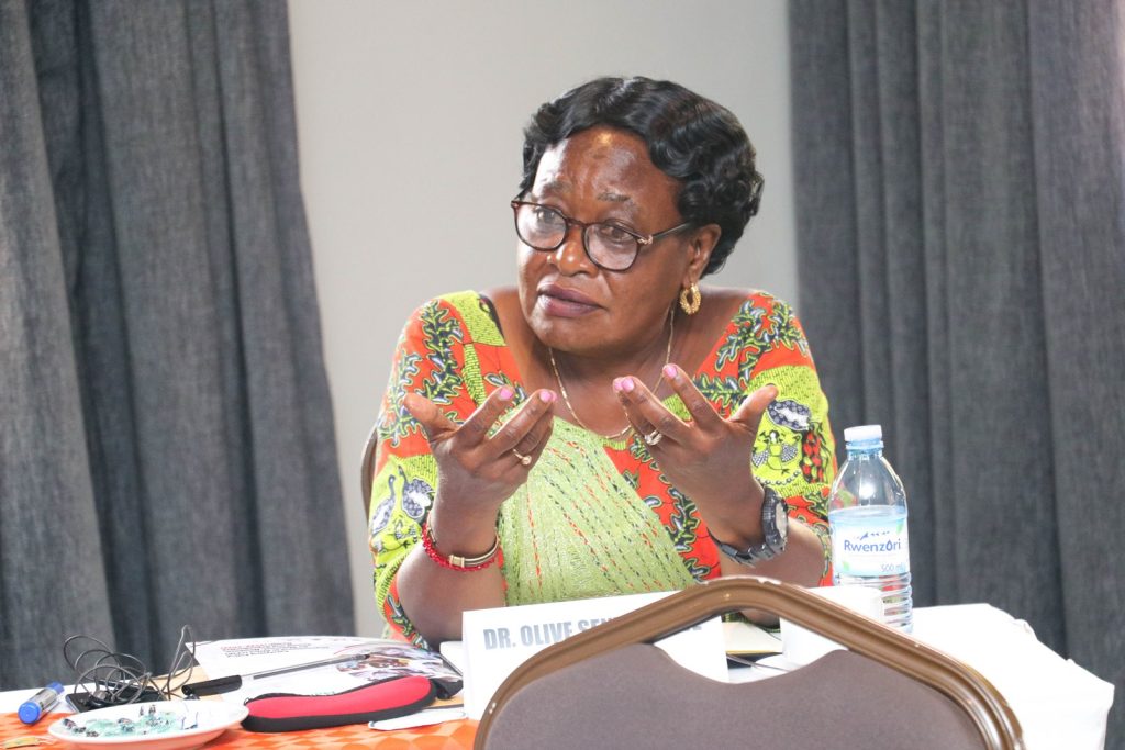 Dr. Olive Sentumbwe, Family Health and Population Adviser, at the World Health Organization (WHO) speaks at the partners engagement.