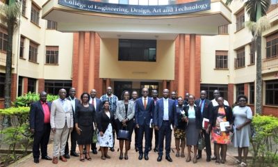 Members of the Makerere University Council led by the Chairperson Mrs. Lorna Magara (5th Left) during their visit to the College of Engineering, Design, Art and Technology (CEDAT), on 1st March 2023.