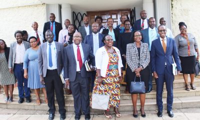 The Chairperson, Mrs. Lorna Magara (2nd Right) and Principal CHUSS, Assoc. Prof. Josephine Ahikire (3rd R) with Council Members and College Leadership after the meeting in the CHUSS Smart Room on 1st March 2023, Makerere University.