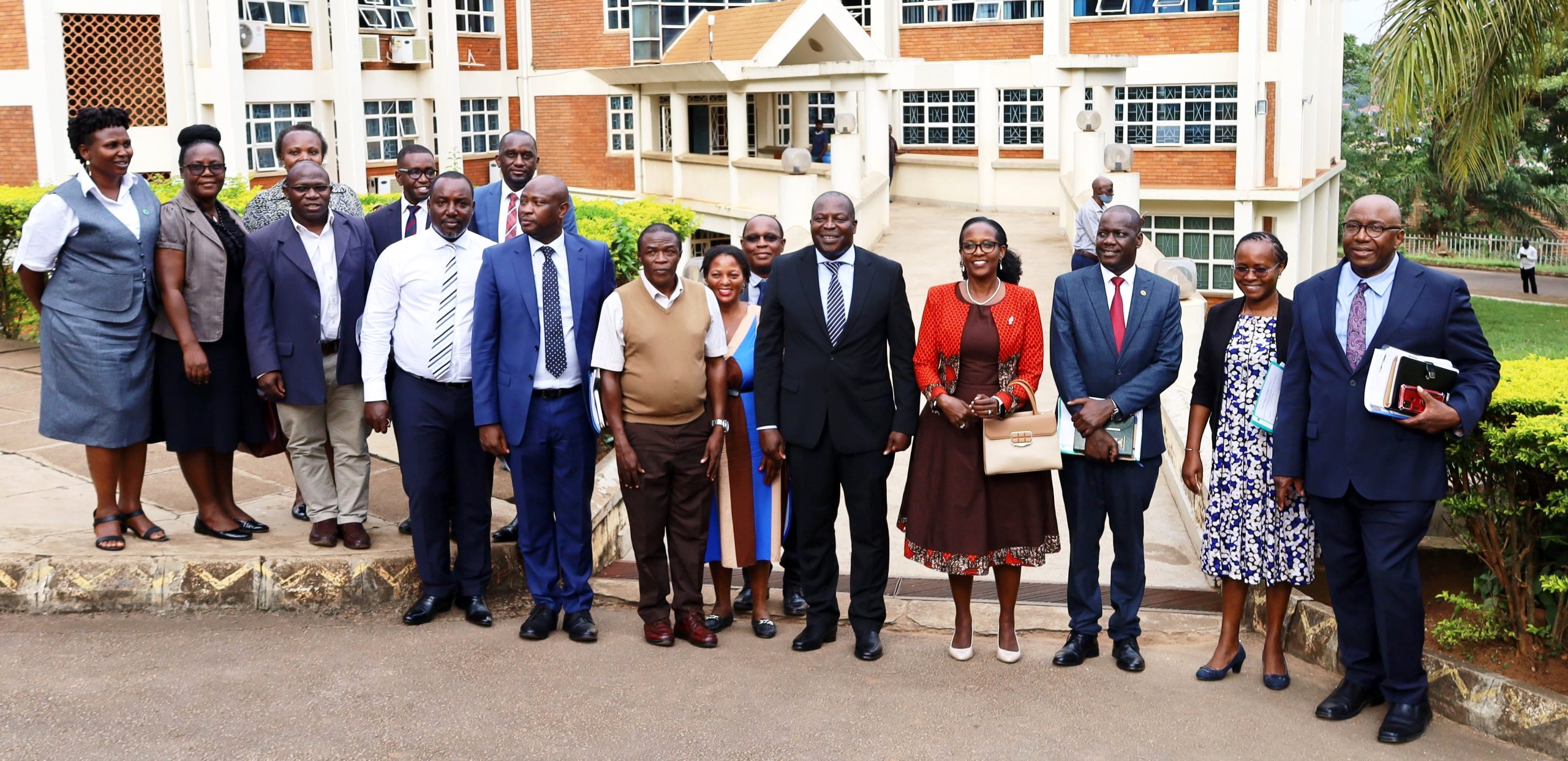 Council Members led by the Chairperson Mrs. Lorna Magara (4th Right) and CoCIS staff led by the Principal Prof. Tonny Oyana (5th Right) pose for a group photo after the meeting on 3rd March 2023.