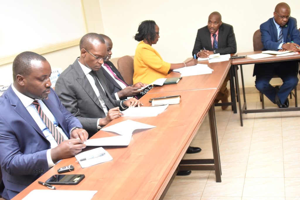 The Principal of CoNAS, Prof. Winston Tumps Ireeta (2nd Right) briefs Council members on the operations of the College.