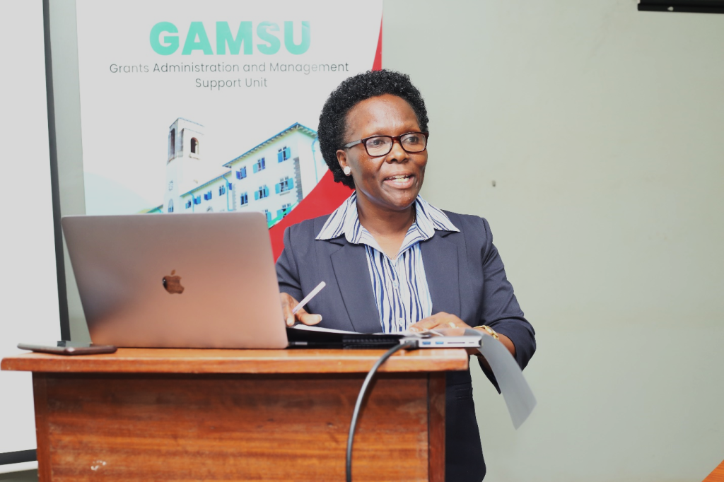 Prof. Sylvia Nannyonga-Tamusuza, the Head of GAMSU, officiating the opening of the GAMSU workshop.