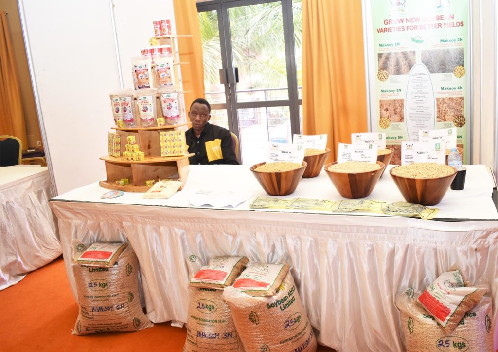 Soybean varieties developed by staff at CAES were some of the products showcased at the Conference.