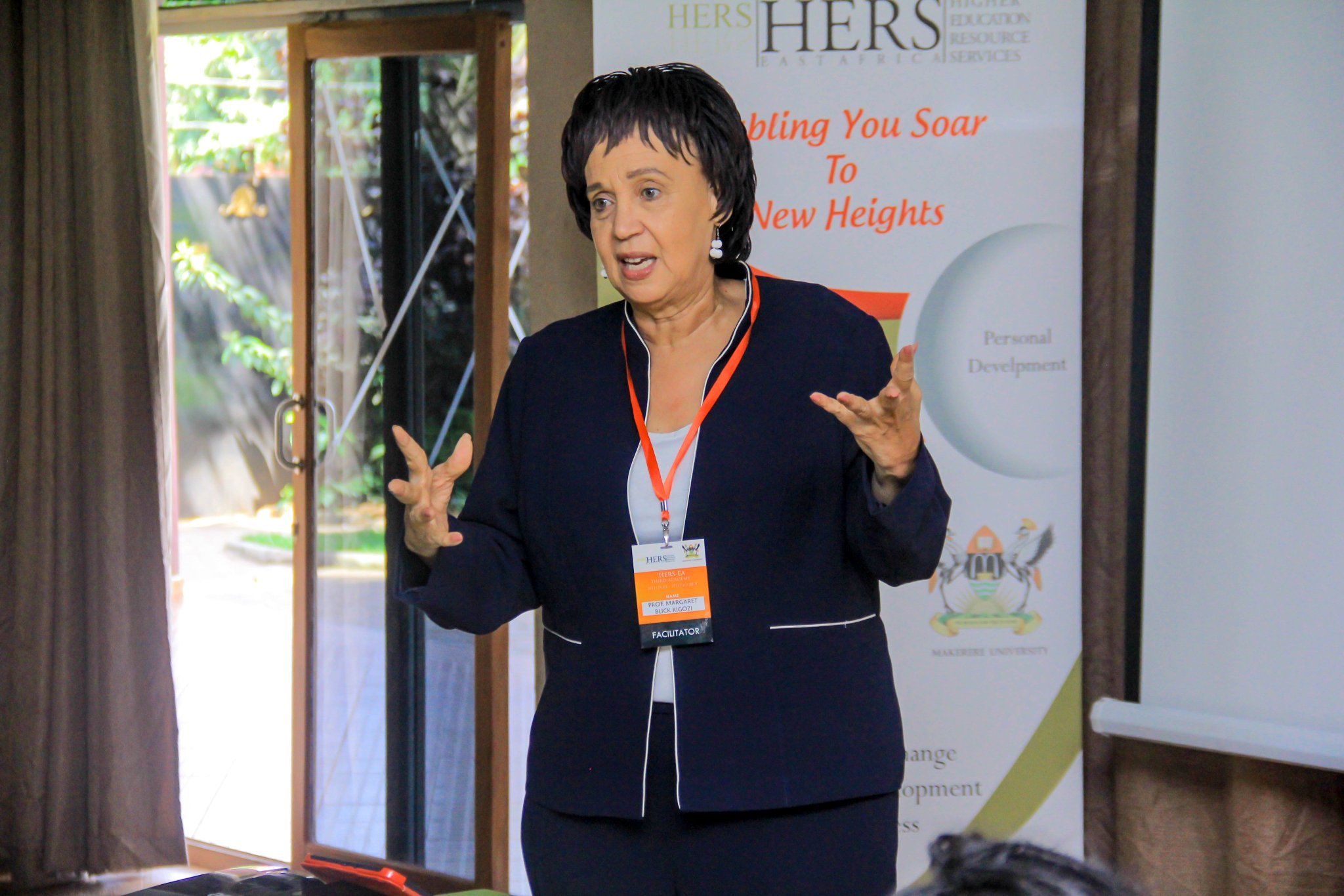 Prof. Maggie Kigozi addresses participants during one of the training sessions of the HERS-EA Fifth Academy in 2022. Photo: Twitter/@HERSEastAfrica