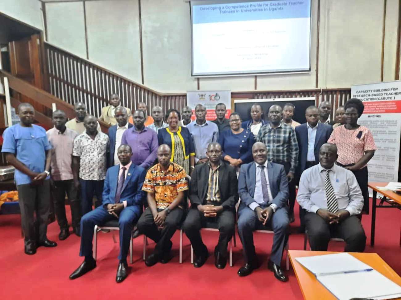 Prof. Fred Masagazi Masaazi (Front Row, Second from Right) with stakeholders during the engagement in the AVU Conference Room, CEES, Makerere University.