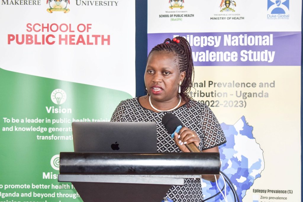 Dr. Sarah Nekesa, Executive Director of Epilepsy Support Association Uganda at the dissemination meeting. 