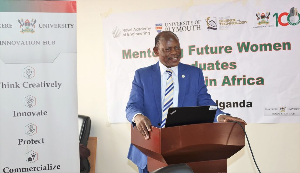 Prof. Barnabas Nawangwe addresses officials and mentees at the launch.