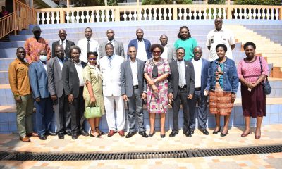 The DVCAA and Patron MUDF-Prof. Umar Kakumba (6th R) with the Dean MakSPH and Chairperson MUDF Executive Committee-Prof. Rhoda Wanyenze (5th R), Director DRGT-Prof. Buyinza Mukadasi (4th R), Mak Officials and Deans at the continuation of the 3rd Deans Forum on 21st October 2022 at Hotel Africana, Kampala.