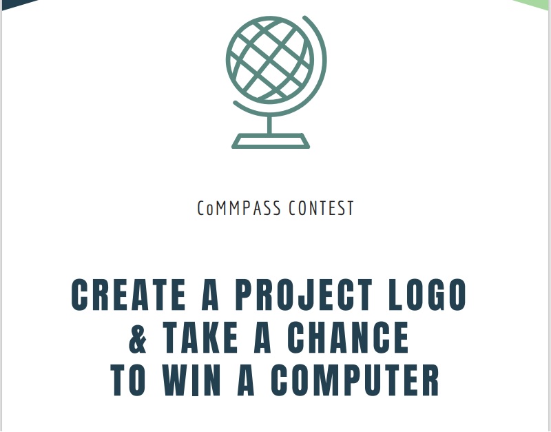 CoMMPASS Project Logo Contest Poster. Erasmus + Burkina Faso, Malawi and Uganda, Germany, Portugal