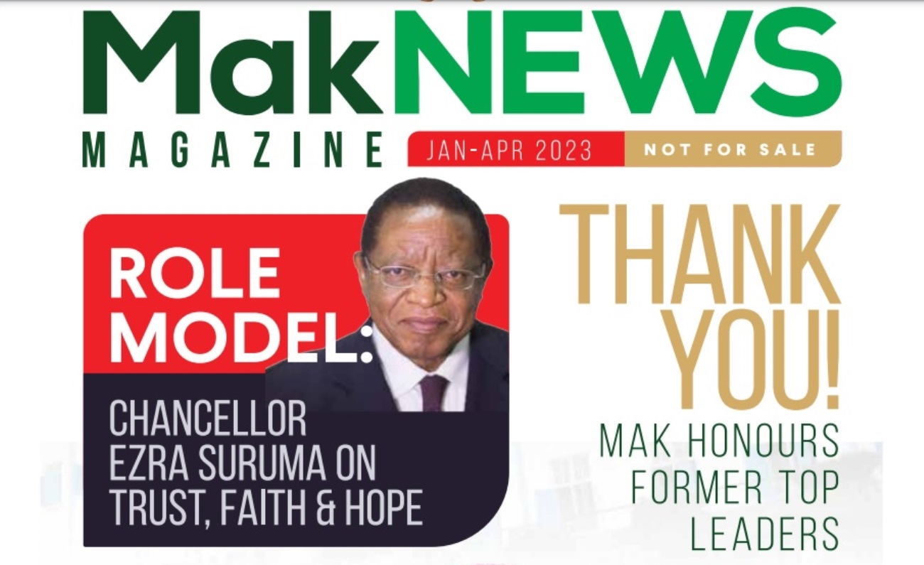 Cover page of the Mak News Magazine, Jan-Apr 2023. Makerere University, Kampala Uganda.