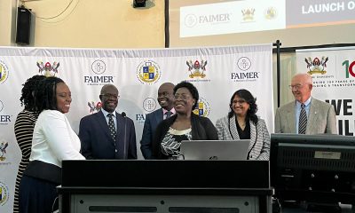 Prof. Damalie Nakanjako (L) presents the EAFRI Director-Prof. Sarah Kiguli to participants at the launch of the Institute on 10th May 2023, Davies Lecture Theatre, CHS, Makerere University, Mulago Hill, Kampala Uganda.