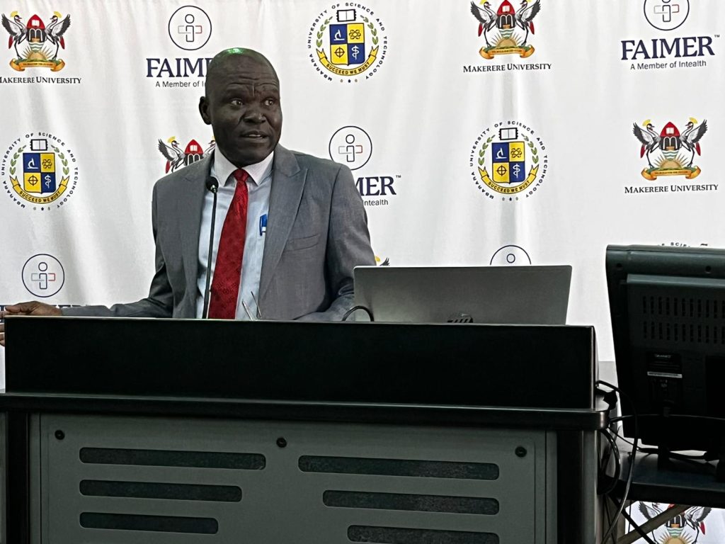 Associate Director EAFRI, Prof. Samuel Maling makes his remarks, Davies Lecture Theatre, CHS, Makerere University, Mulago Hill, Kampala Uganda.