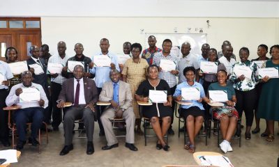 Ag. Director, Directorate of Human Resources, Mr. Lawrence Sanyu (Seated 3rd Left), Principal CoCIS, Prof. Tonny Oyana (Seated 2nd Left) with participants after the training on 12th May 2023. Makerere University, Kampala Uganda.