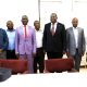 Director DRGT-Prof. Edward Bbaale (5th R), Principla CoCIS-Prof. Tonny Oyana (6th R), Dep. Director DRGT-Prof. Edward Kikooma (7th L) and Dep. Principal CoCIS-Dr. Peter Nabende (5th L), with DRGT and CoCIS staff during the visit on 4th May 2023, CoCIS Conference Hall, Makerere University.