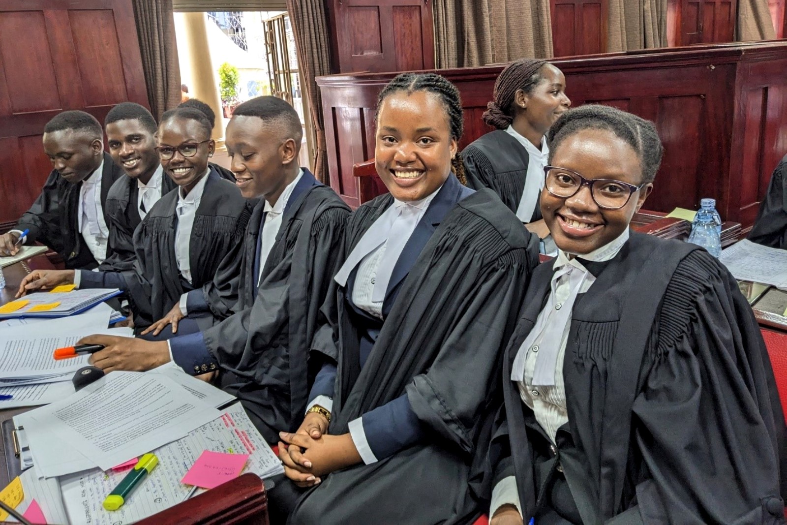 The Respondents Team during the 9th Clinical Legal Education (CLE) Moot Court Competition held on the 20th April 2023 at the High Court, Kampala Uganda. They emerged winners of the competition.