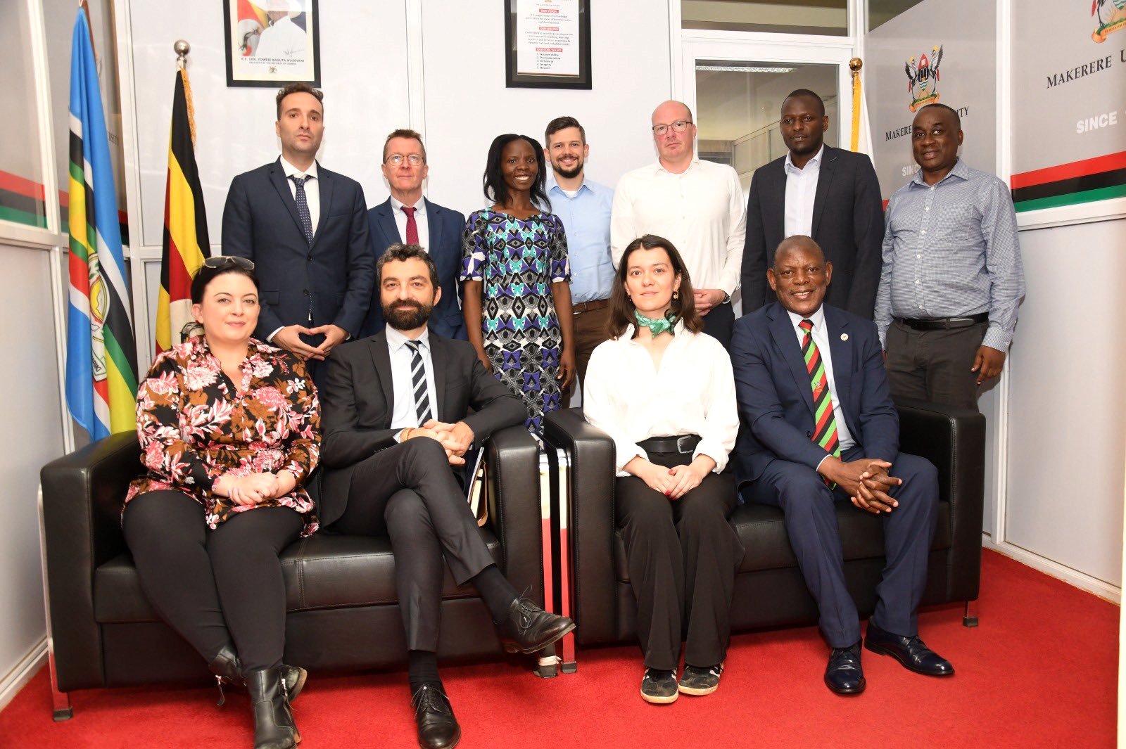 The Vice Chancellor, Prof. Barnabas Nawangwe (Front Right) with Heads of Partner Organisations and Mak Officials after the meeting on 2nd May 2023 ahead of upcoming 6th Kampala Geopolitics Conference in October.