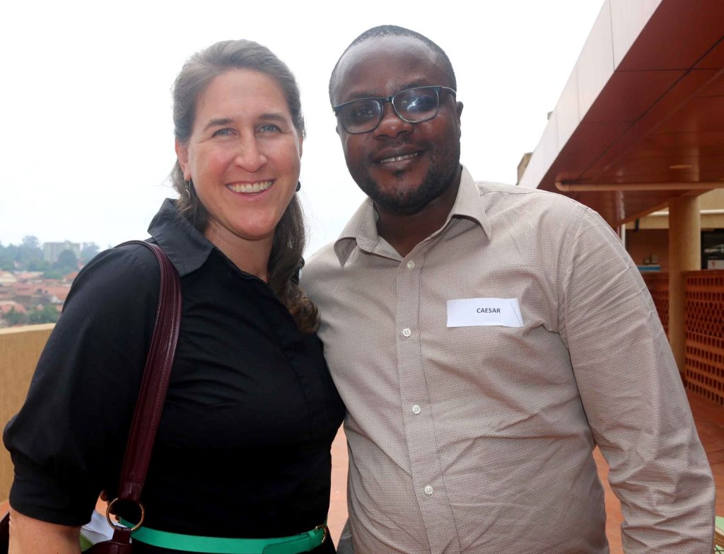 Amy B. Petersen (Left) with Dr. Caesar Jjingo (Right) during the orientation of all beneficiaries of the U.S Embassy scholarships. Kampala, Uganda.