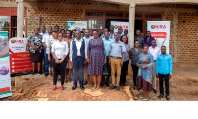 Front Row Left to Right: Senior Registration Officer NIRA-Shalom Kisakye, Wandera Sadala-RDC Iganga District, and COA Representative with stakeholders pose for a photo after the training at MUCHAP offices in Iganga District on 30th May 2023. Makerere University, Kampala Uganda.