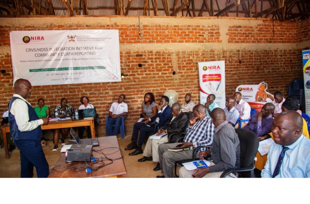 The RDC Iganga District, Wandera Sadala addressing participants during the training on death registration at MUCHAP Offices in Iganga District on 30th May 2023.