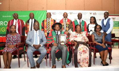 Prof. John H. Muyonga (Seated Centre) flanked by his parents and wife Dr. Faith Muyonga (Extreme Right) together with Vice Chancellor Prof. Barnabas Nawangwe (Standing Third Left). Standing Left to Right are: the Chairperson, Professorial Inaugural Lectures Organising Committee-Prof. David Bakibinga, DVCFA-Prof. Henry Alinaitwe, DVCAA-Prof. Umar Kakumba, Ag. Principal CAES-Prof. Yazidhi Bamutaze and Prof. Muyonga's daughter and son. Prof. John H Muyonga delivered his Professorial Inaugural lecture on 23rd June 2023 at the Yusuf Lule Auditorium, Makerere University. Kampala Uganda.
