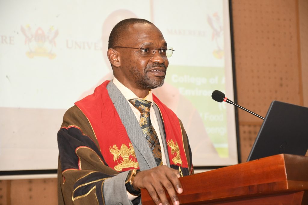 The DVCAA-Prof. Umar Kakumba delivers his remarks at the Professorial Inaugural Lecture. Yusuf Lule Central Teaching Facility Auditorium, Makerere University, Kampala Uganda.