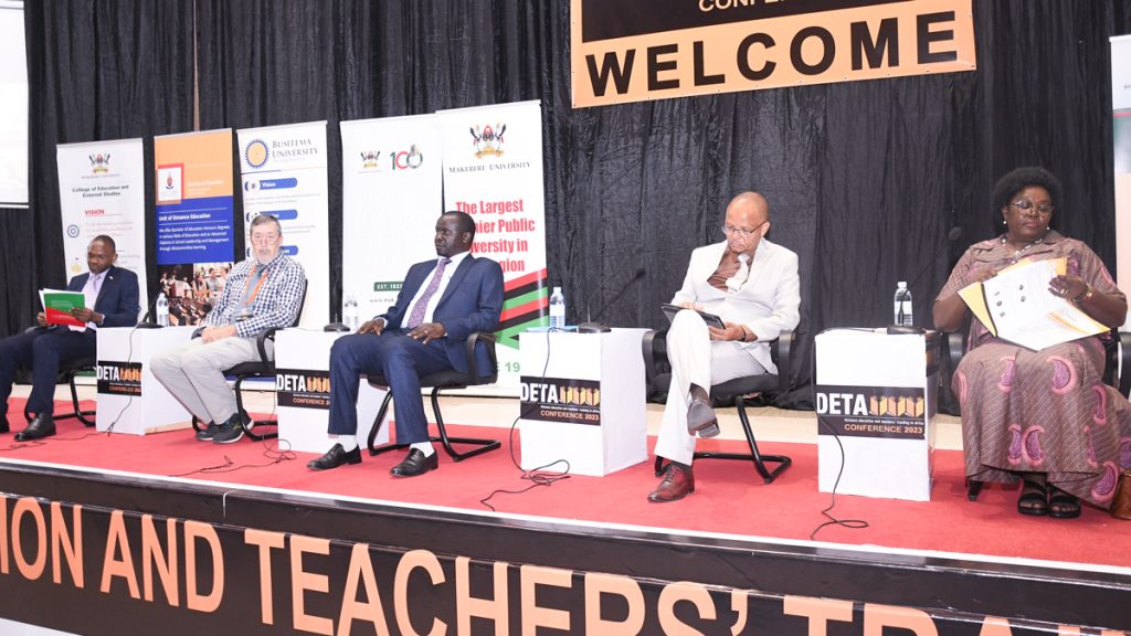 L-R Prof. Kakumba, Dr. Tony Lelliott, from the South African Institute of Distance Education, Prof. Waako, the VC of Busitema University, Prof.  Sehoole the Dean, Faculty of Education, university of Pretoria and Dr. Mary Ooko, manager, Distance Education University of Pretoria