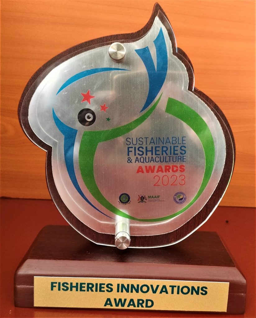 The Fisheries Innovations Award 2023 won by NutriFish. Nutrifish Project, College of Natural Sciences (CoNAS), Makerere University, Kampala Uganda. Fairway Hotel.