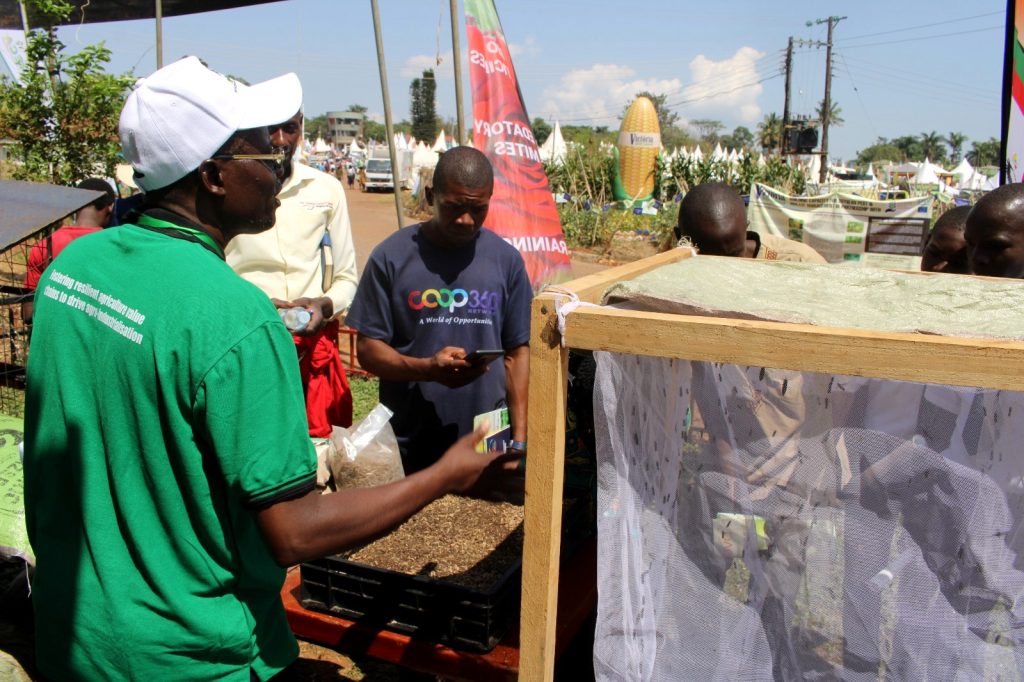 Prof. Fred Kabi showcased his project on transforming municipal waste into industrial raw materials. 29th Source of the Nile National Agricultural Show, Jinja, Uganda. 4th-13th August 2023.