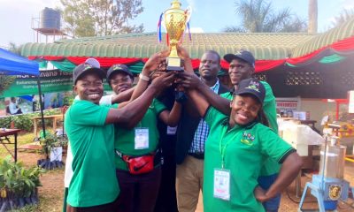 A team of CAES exhibitors with the trophy won by the College for being among the best in the academic institutions category. 29th Source of the Nile National Agricultural Show, Jinja, Uganda. 4th-13th August 2023.