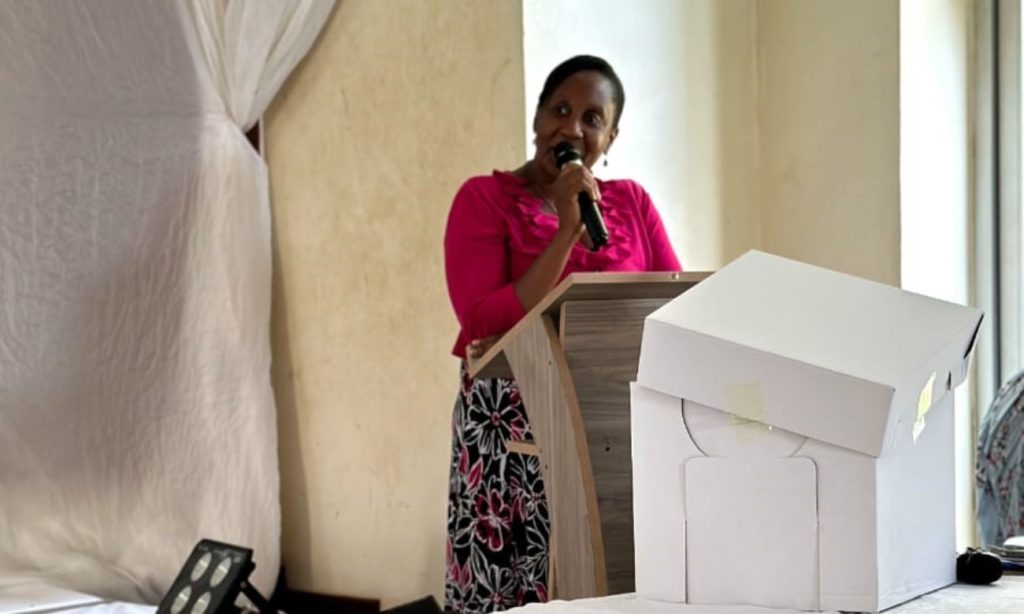 The Project PI, Dr. Julia Kigozi addresses participants. The Conference Hall, School of Food Technology, Nutrition and Bioengineering, CAES, Makerere University, Kampala Uganda, East Africa.
