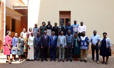 Director-DRGT-Prof. Edward Bbaale (6th R), Principal CEES-Prof. Anthony M. Mugagga (5th R) and Deputy Principal CEES-Prof. Ronald Bisaso (7th L) with officials and staff at the opening ceremony of the two-day training in graduate supervision held on 10th August 2023, CEDAT Conference Hall, Makerere University. Kampala Uganda, East Africa.