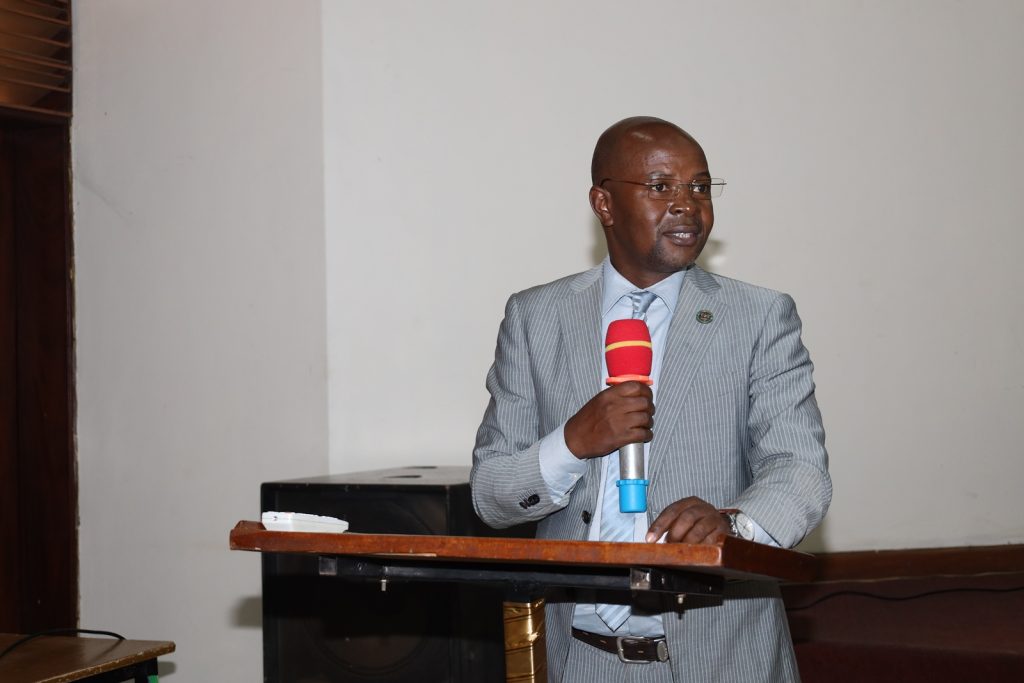 Prof. Edward Bbaale speaks at the opening of the Graduate Supervision Training. College of Engineering, Design, Art and Technology (CEDAT) Conference Hall, Makerere University, Kampala Uganda, East Africa.