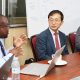 One of the Staff-Mr. Paddy Asiimwe (Left) engages with Dr. Dong Seog HAN and Dr. Dongik Lee during the meeting on 14th August 2023 at CoCIS, Makerere University. Geospatial Laboratory, CoCIS, Block A, Makerere University, Kampala Uganda, East Africa.