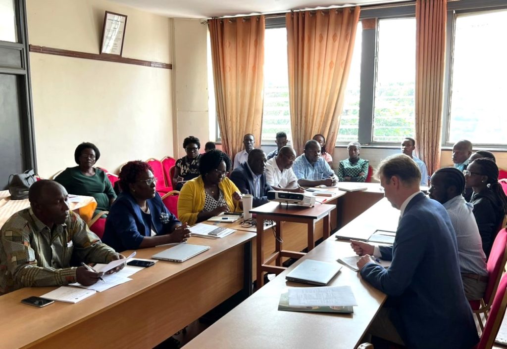 The meeting between CoVAB and Cefas in session. College of Veterinary Medicine, Animal Resources and Biosecurity (CoVAB), Makerere University, Kampala Uganda, East Africa.