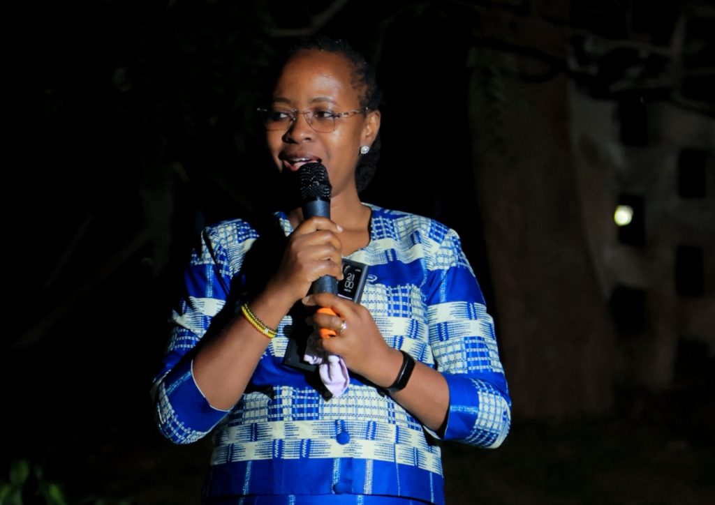 Professor Sarah Ssali contributes to the day's discussion. JNLC Gardens, Makerere University. Kampala Uganda East Africa.