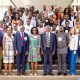 The Vice Chancellor, Prof. Barnabas Nawangwe (4th Right) with Directors-Prof. Fred Ssewamala (3rd Left) and Prof. Noeline Nakasujja (4th Left), Staff, Presenters and Delegates at the ICHAD Forum in Kampala in June 2022. Photo: ICHAD. Uganda East Africa.