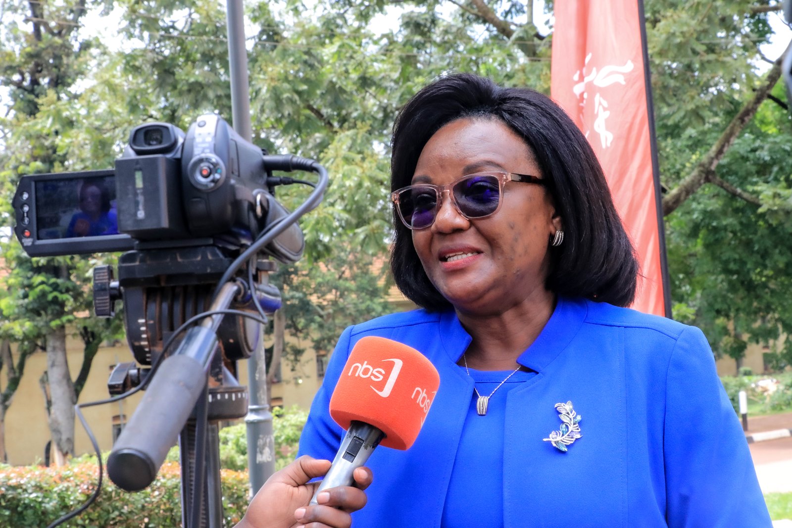 Prof. Rhoda Wanyenze talks to the media. Photo taken by Davidson Ndyabahika on April 27th 2023 at Makerere University CTFII. Kampala Uganda, East Africa.