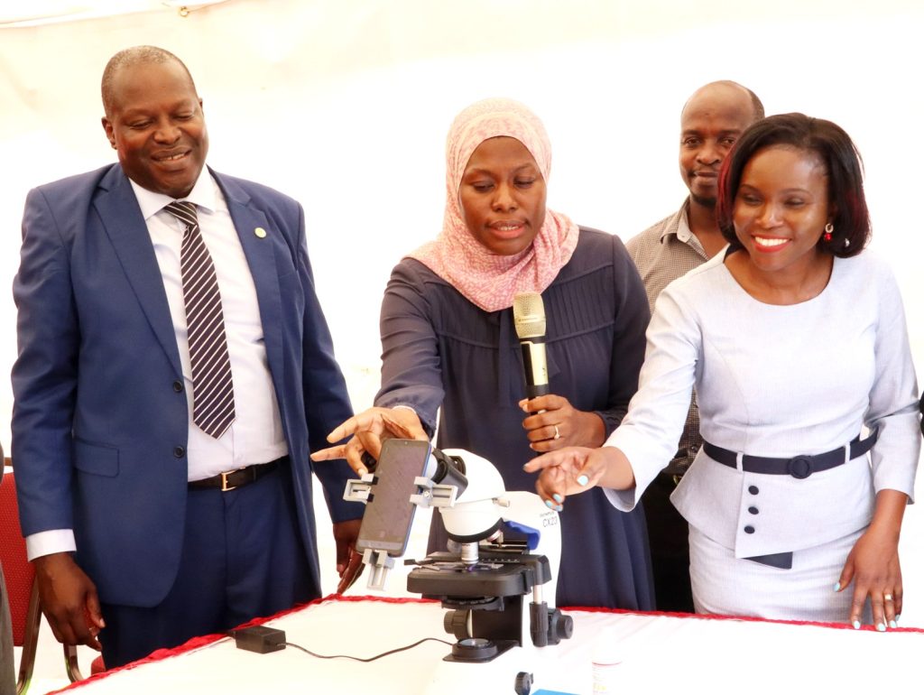 Left to Right: Prof. Tonny Oyana, MoICT & NG PS-Dr. Aminah Zawedde and the PI-Dr. Rose Nakasi at the launch of the Ocular Project Innovation. College of Computing and Information Sciences (CoCIS), Makerere University, Kampala Uganda, East Africa.